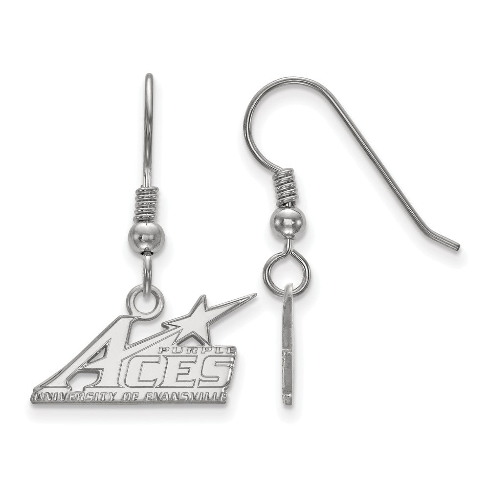 Sterling Silver University of Evansville Small Dangle Earrings, Item E14036 by The Black Bow Jewelry Co.