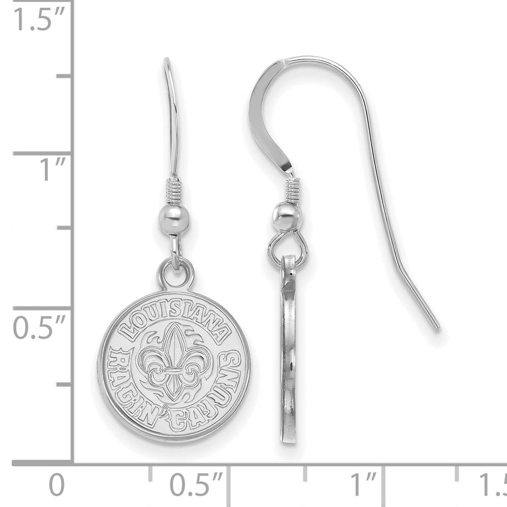 Alternate view of the Sterling Silver U of Louisiana at Lafayette Small Dangle Earrings by The Black Bow Jewelry Co.