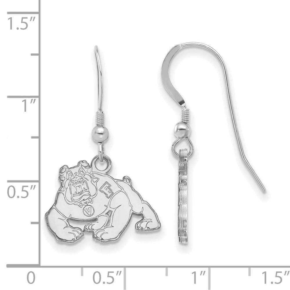 Alternate view of the Sterling Silver California State U Fresno Small Dangle Earrings by The Black Bow Jewelry Co.