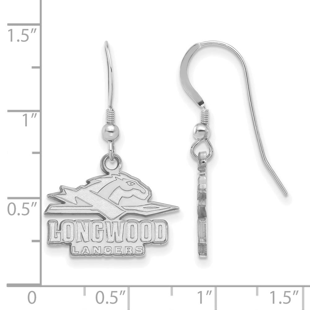 Alternate view of the Sterling Silver Longwood University Small Dangle Earrings by The Black Bow Jewelry Co.
