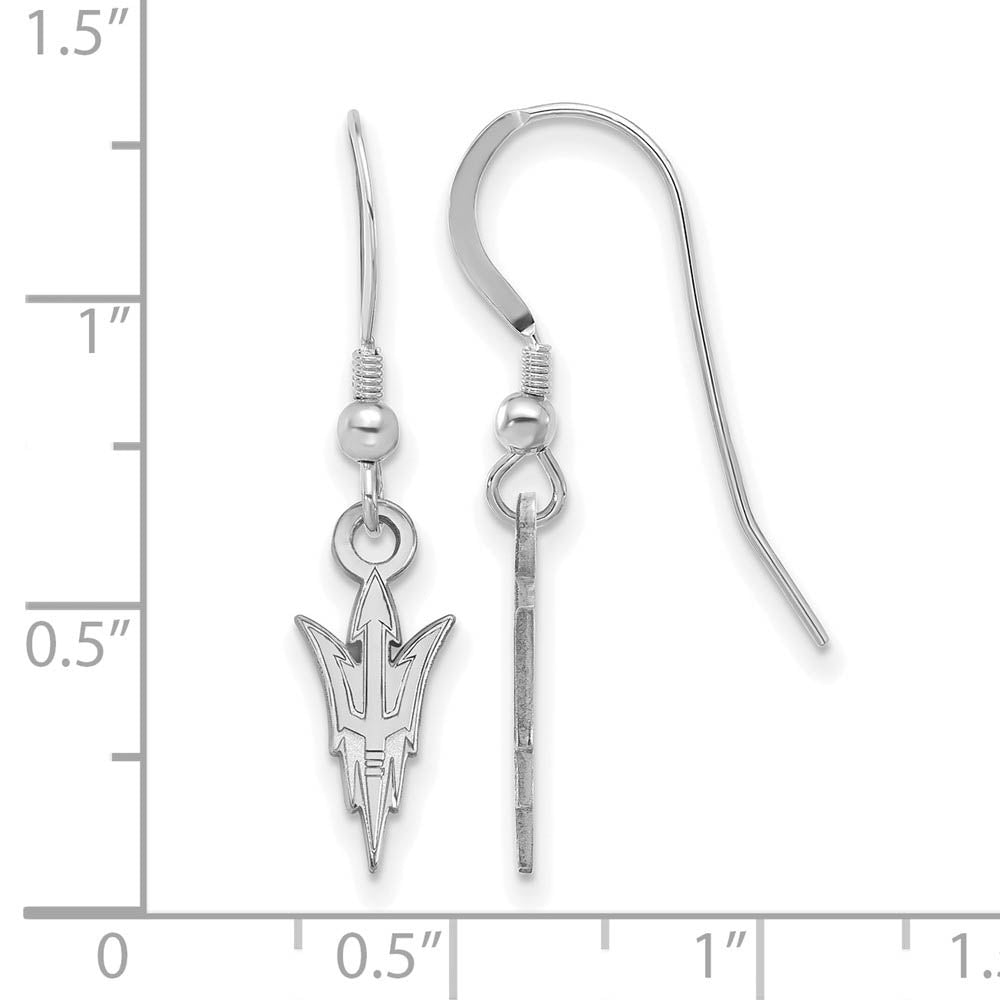 Alternate view of the Sterling Silver Arizona State University Small Dangle Earrings by The Black Bow Jewelry Co.