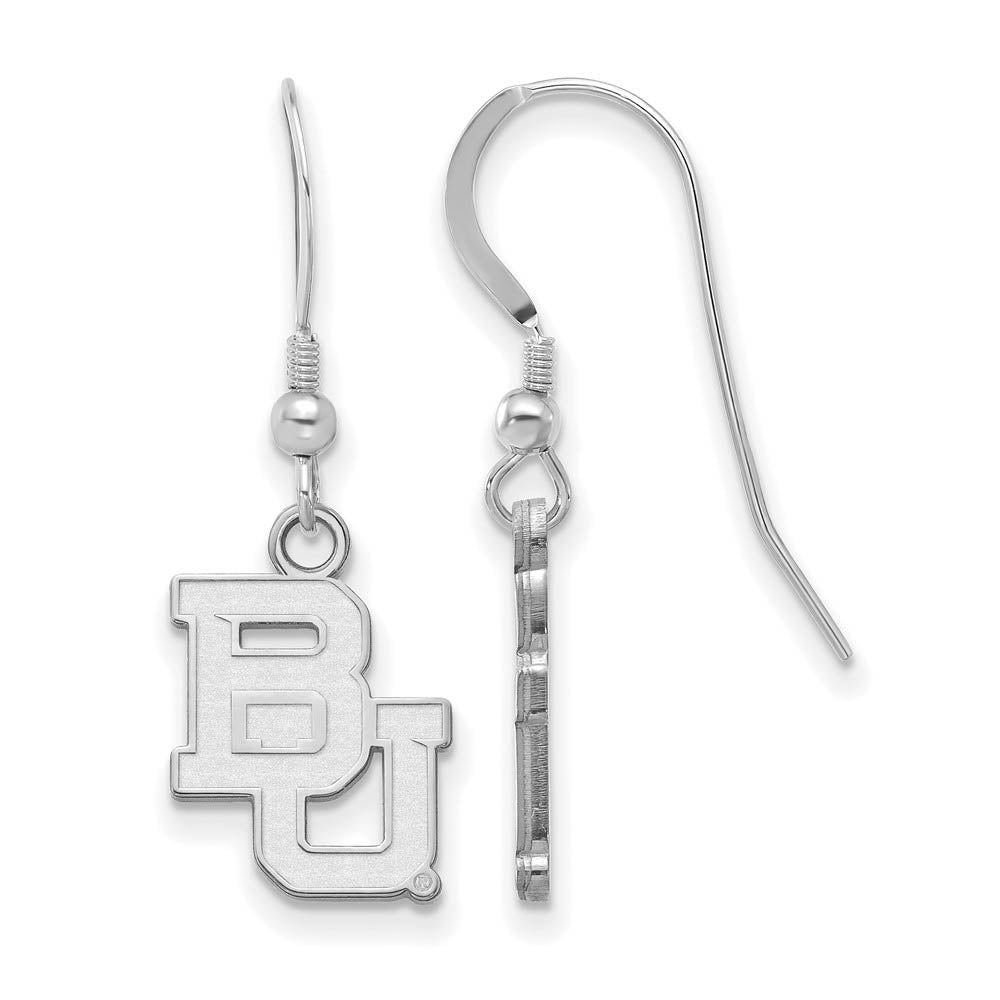 Sterling Silver Baylor University Small Dangle Earrings, Item E14081 by The Black Bow Jewelry Co.