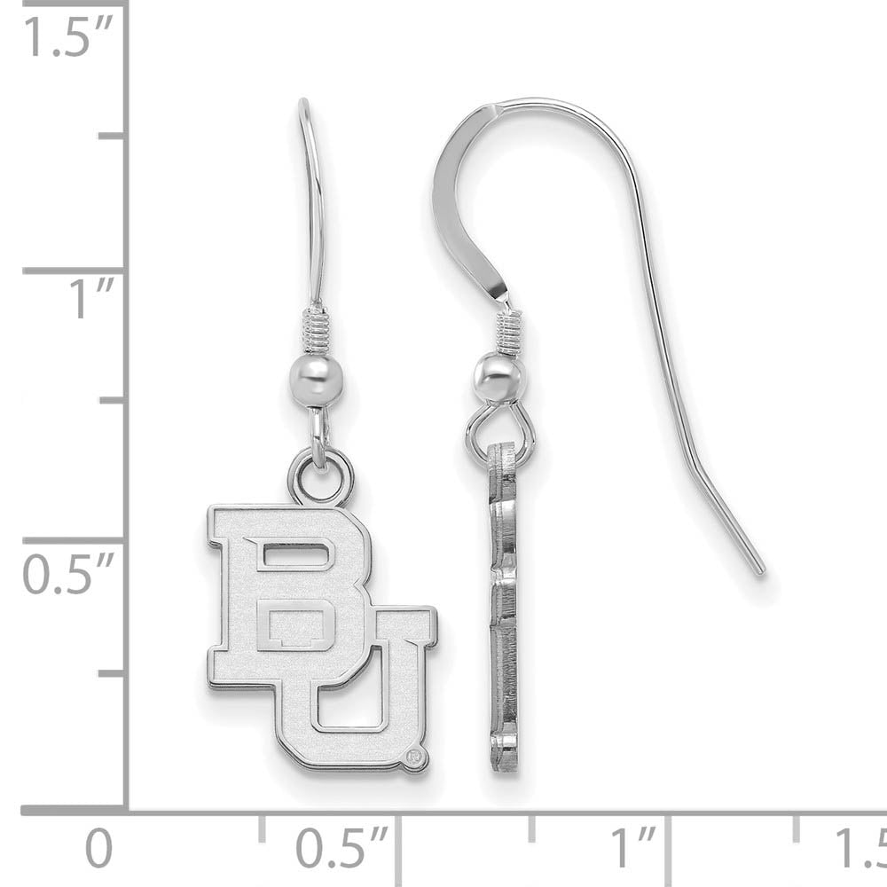 Alternate view of the Sterling Silver Baylor University Small Dangle Earrings by The Black Bow Jewelry Co.
