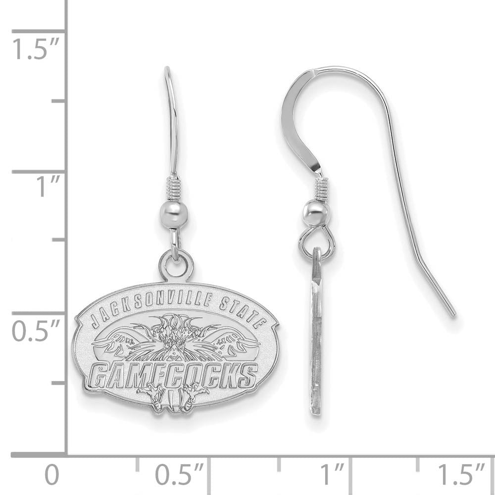 Alternate view of the Sterling Silver Jacksonville State U. Small Dangle Earrings by The Black Bow Jewelry Co.