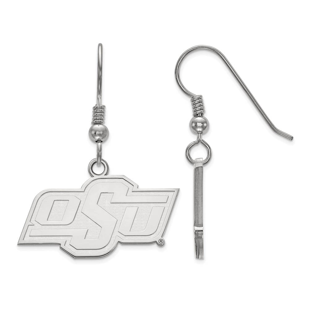 Sterling Silver Oklahoma State University Small Dangle Earrings, Item E14094 by The Black Bow Jewelry Co.