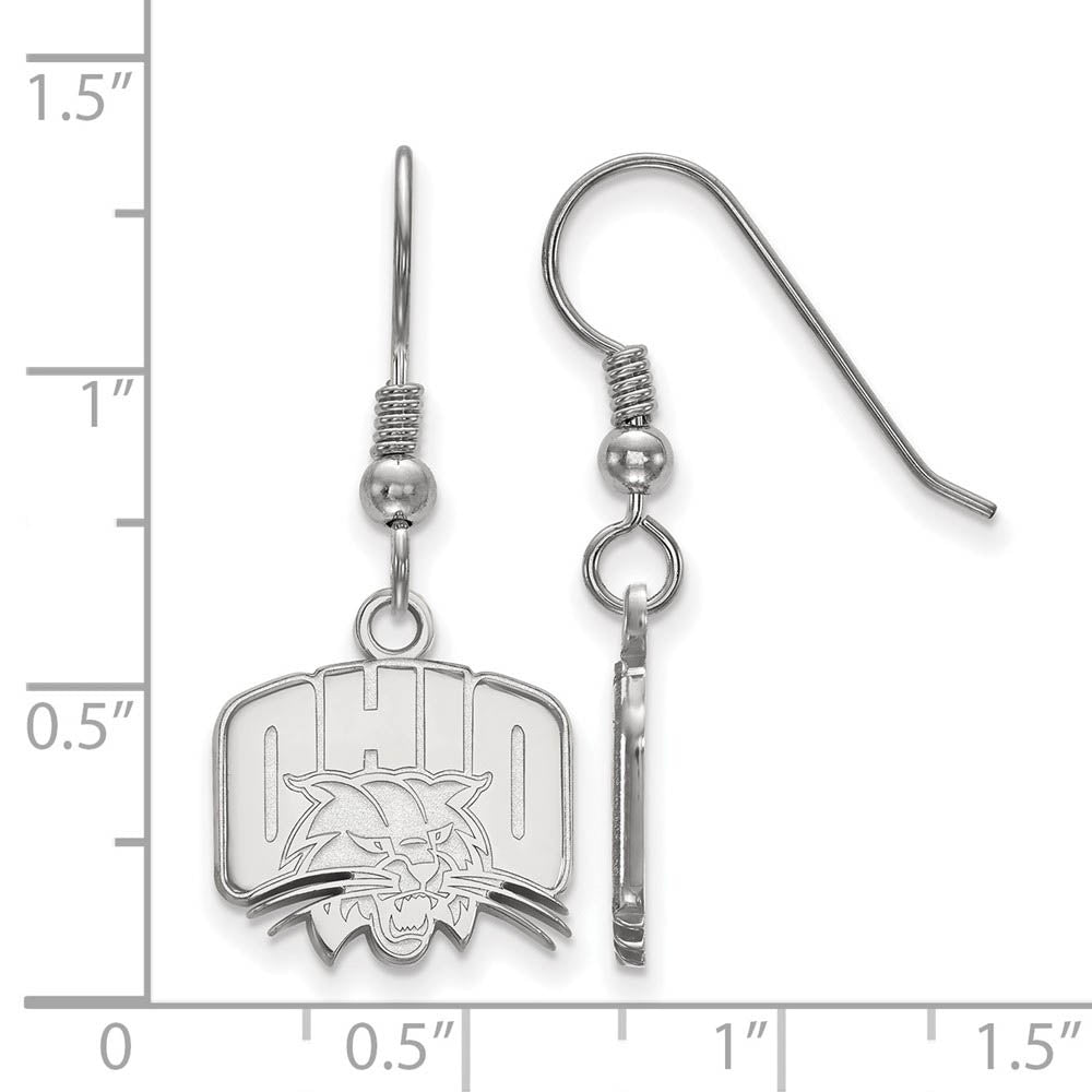 Alternate view of the Sterling Silver Ohio University Small Dangle Earrings by The Black Bow Jewelry Co.
