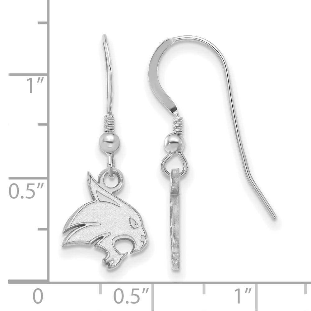 Alternate view of the Sterling Silver Texas State University Small Dangle Earrings by The Black Bow Jewelry Co.