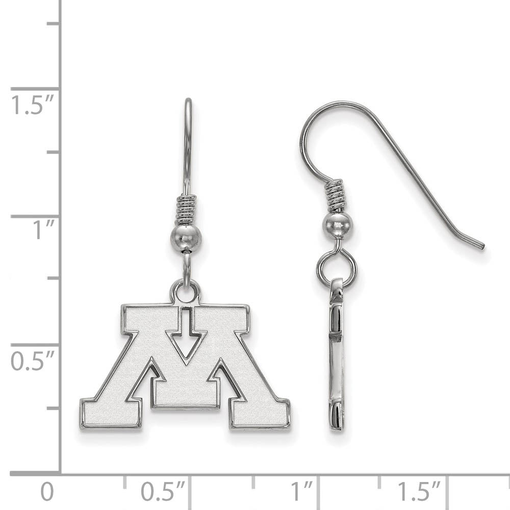 Alternate view of the Sterling Silver University of Minnesota Small Dangle Earrings by The Black Bow Jewelry Co.