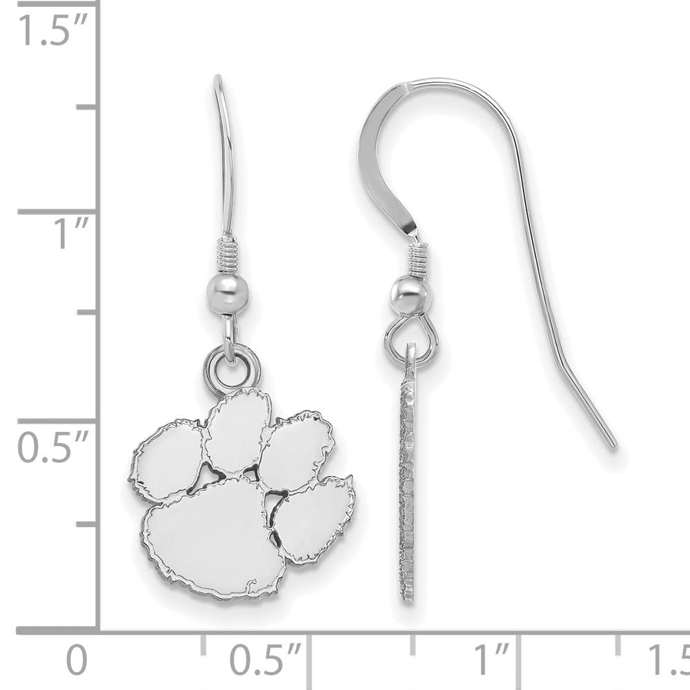 Alternate view of the Sterling Silver Clemson University Small Dangle Earrings by The Black Bow Jewelry Co.