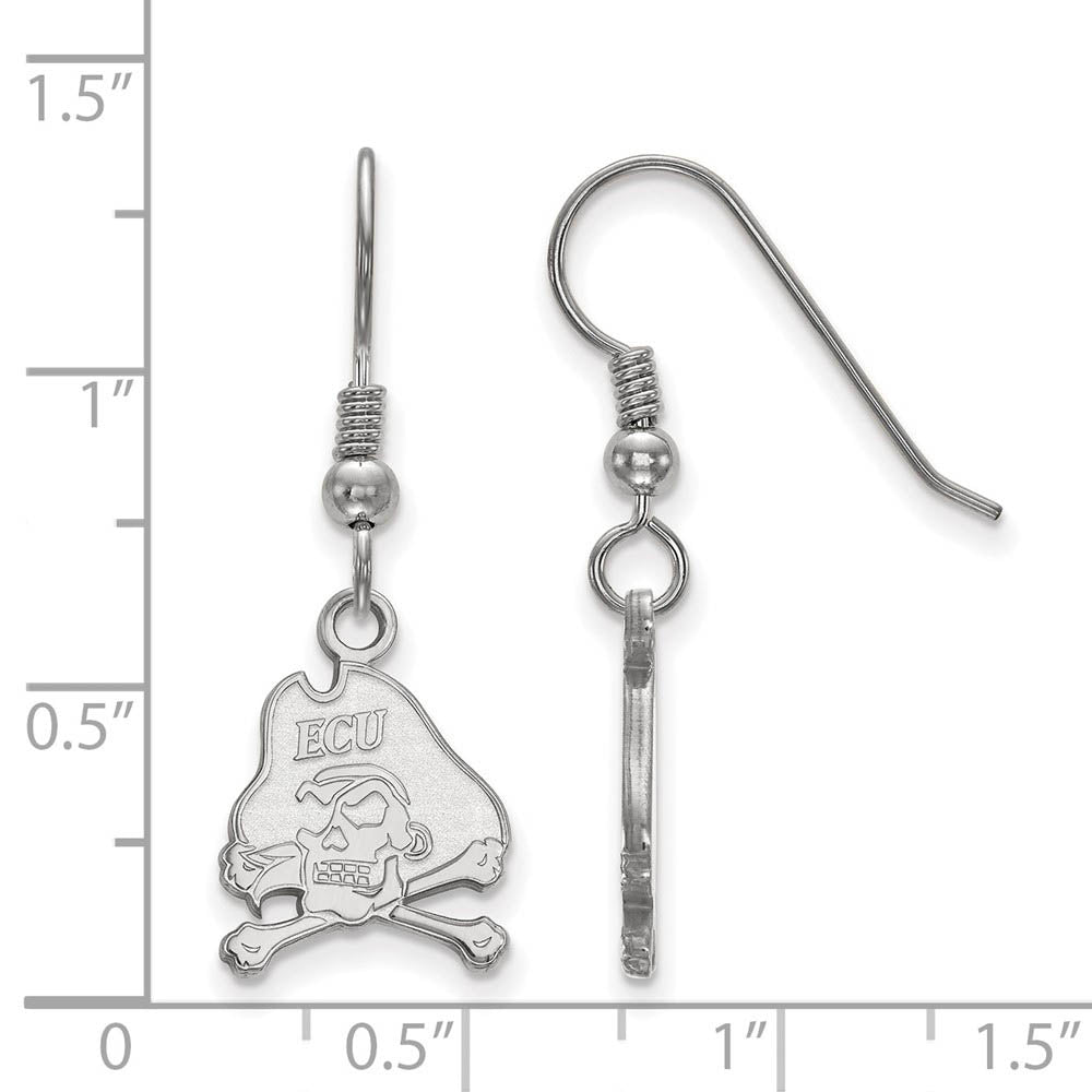 Alternate view of the Sterling Silver East Carolina University Small Dangle Earrings by The Black Bow Jewelry Co.
