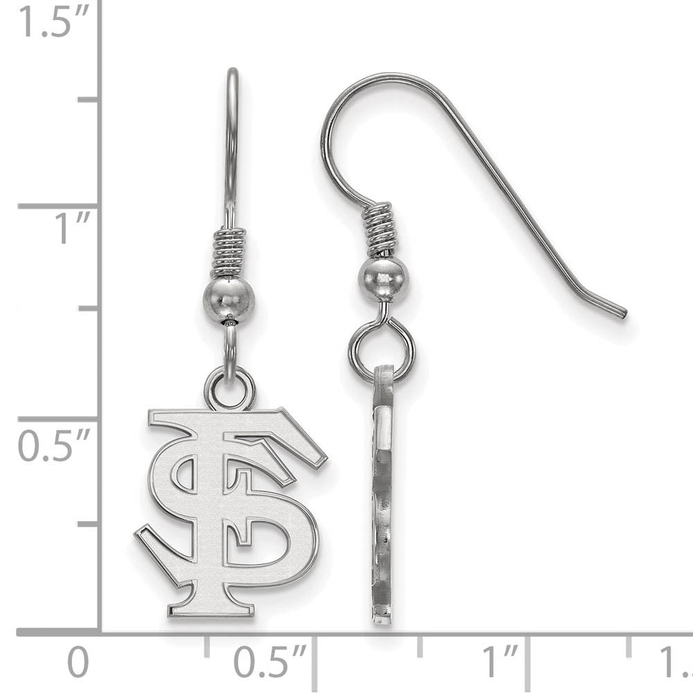Alternate view of the Sterling Silver Florida State University Small 'FS' Dangle Earrings by The Black Bow Jewelry Co.
