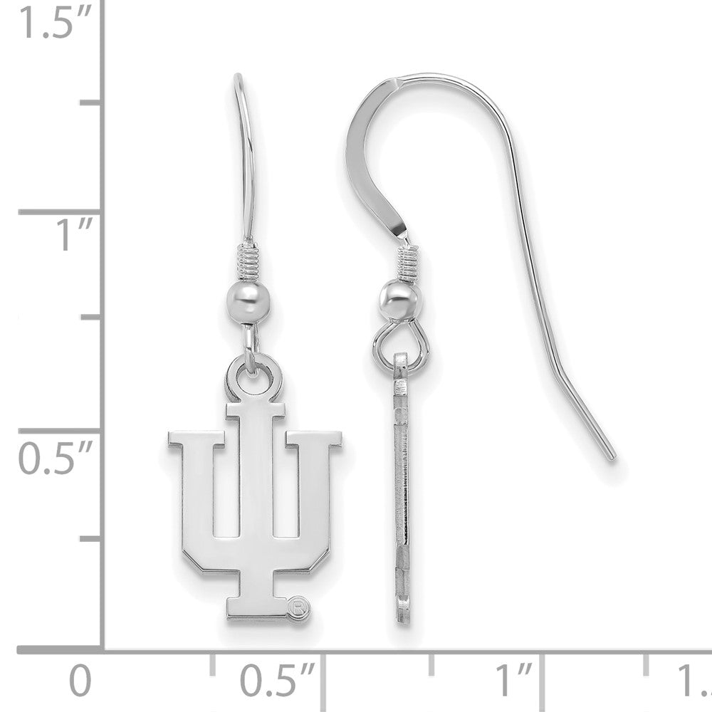 Alternate view of the Sterling Silver Indiana University Small Dangle Earrings by The Black Bow Jewelry Co.