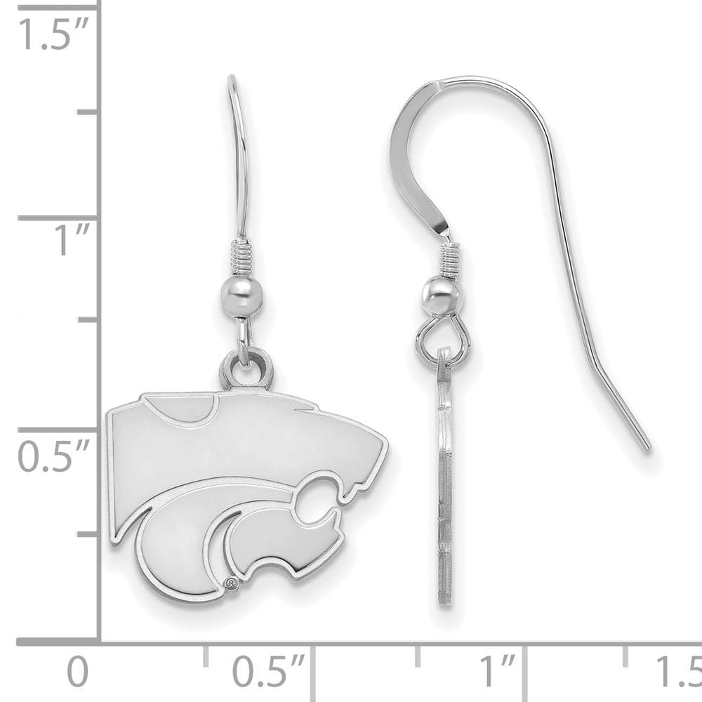 Alternate view of the Sterling Silver Kansas State University Small Dangle Earrings by The Black Bow Jewelry Co.