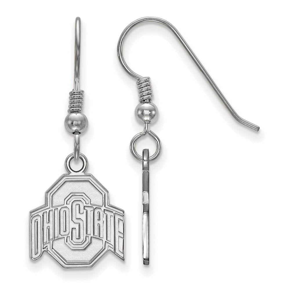 Sterling Silver Ohio State University Small Dangle Earrings, Item E14136 by The Black Bow Jewelry Co.