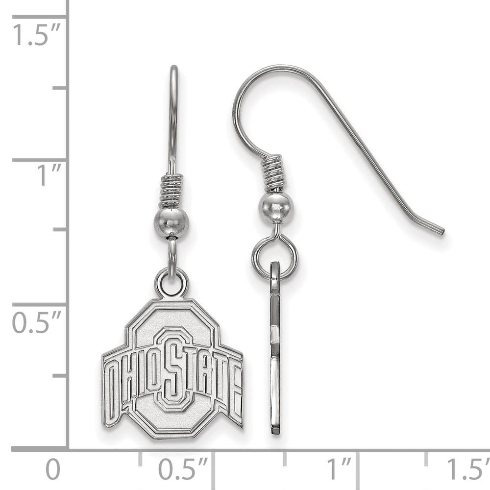 Alternate view of the Sterling Silver Ohio State University Small Dangle Earrings by The Black Bow Jewelry Co.