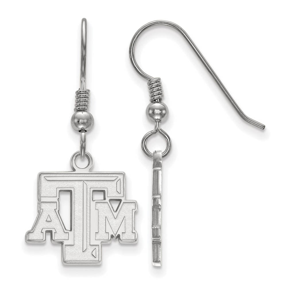 Sterling Silver Texas A&M University Small 'ATM' Dangle Earrings, Item E14138 by The Black Bow Jewelry Co.