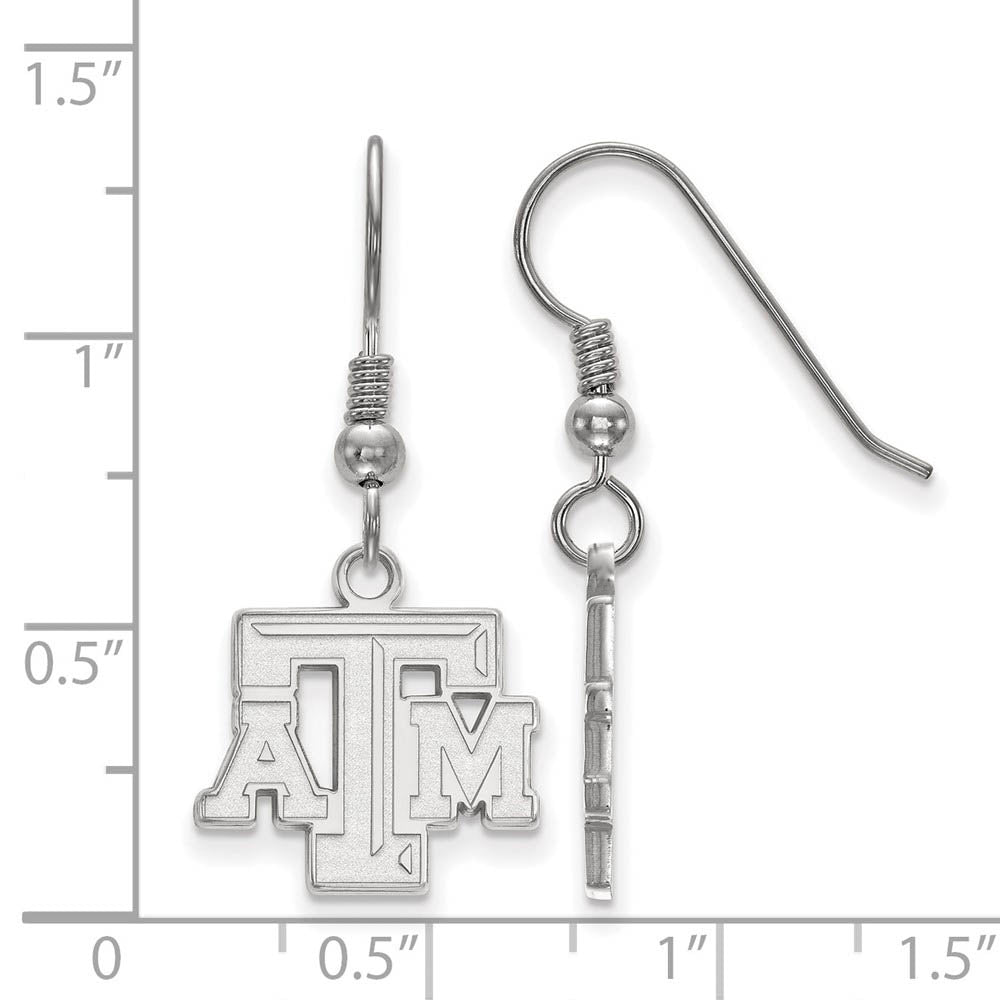Alternate view of the Sterling Silver Texas A&M University Small 'ATM' Dangle Earrings by The Black Bow Jewelry Co.