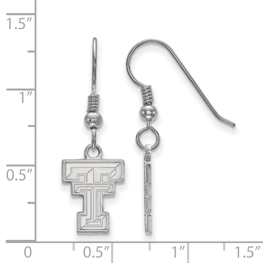 Alternate view of the Sterling Silver Texas Tech University Small Dangle Earrings by The Black Bow Jewelry Co.