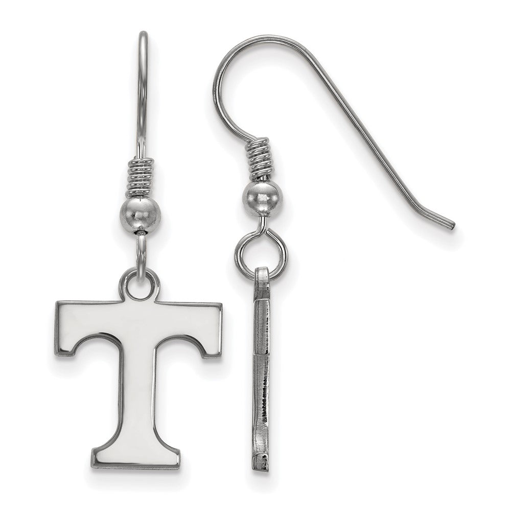 Sterling Silver University of Tennessee Sm Initial T Dangle Earrings, Item E14156 by The Black Bow Jewelry Co.