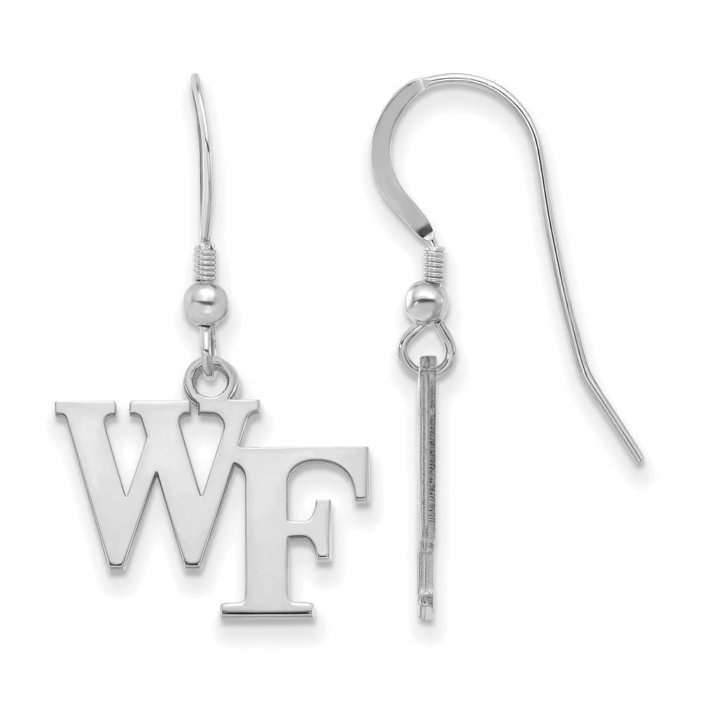 Sterling Silver Wake Forest University Small 'WF' Dangle Earrings, Item E14161 by The Black Bow Jewelry Co.