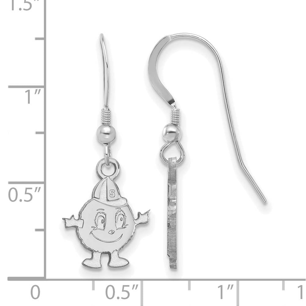 Alternate view of the Sterling Silver Syracuse University Small Mascot Dangle Earrings by The Black Bow Jewelry Co.