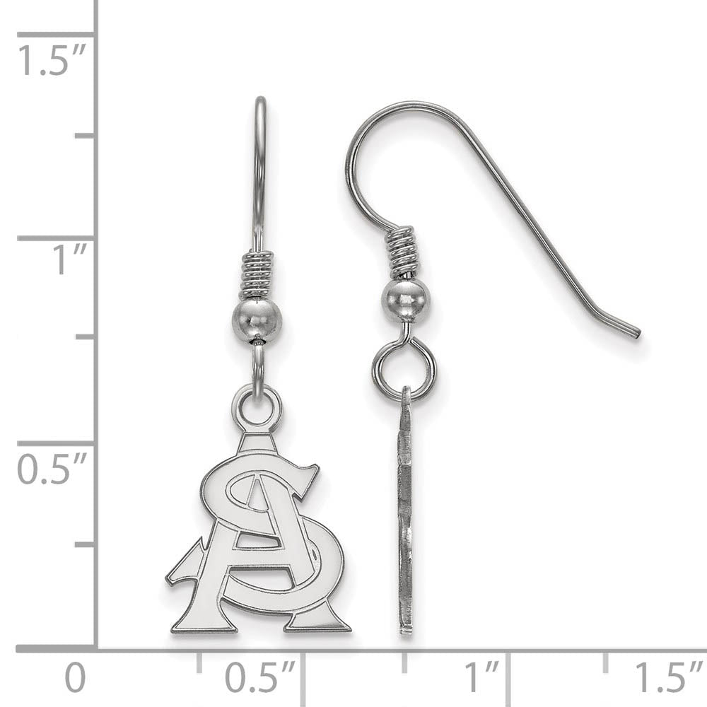 Alternate view of the Sterling Silver Arizona State University Small 'AS' Dangle Earrings by The Black Bow Jewelry Co.