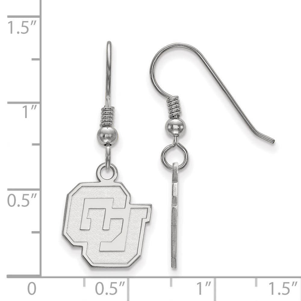 Alternate view of the Sterling Silver University of Colorado Small 'CU' Dangle Earrings by The Black Bow Jewelry Co.