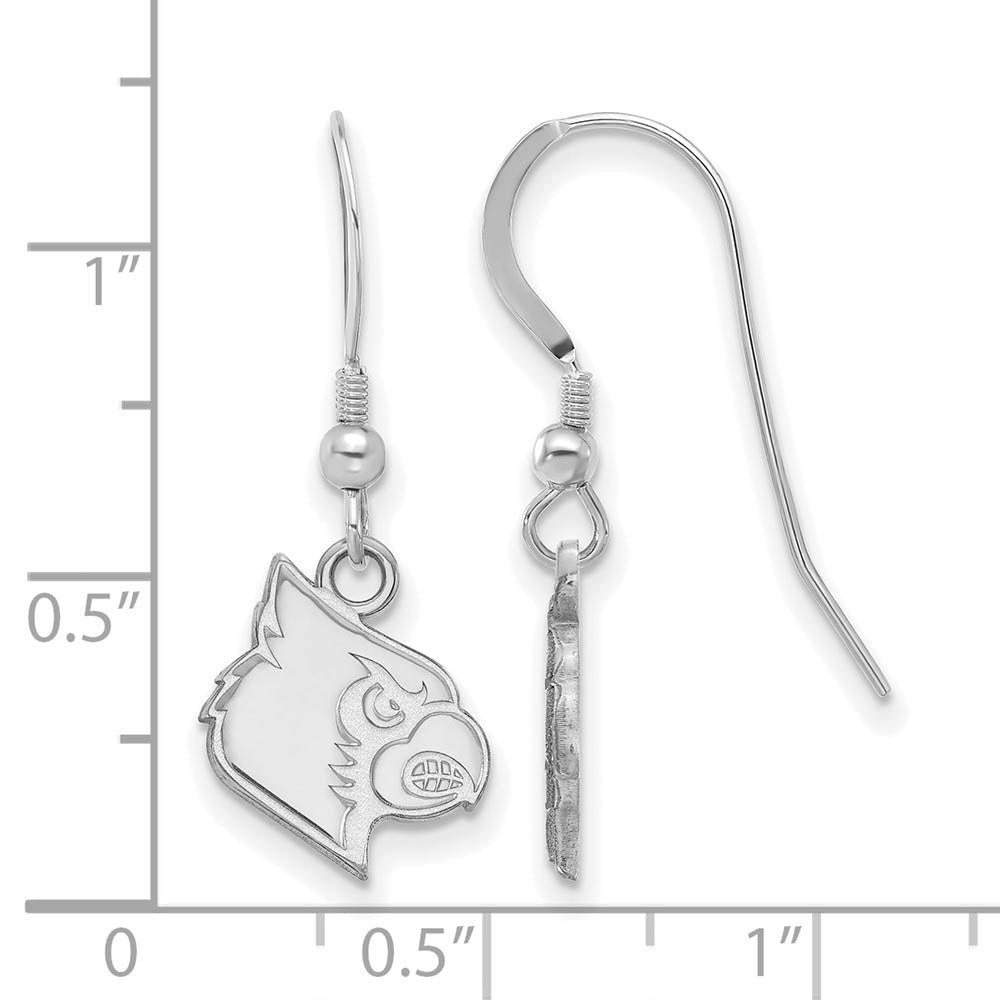 Alternate view of the Sterling Silver University of Louisville Small Dangle Earrings by The Black Bow Jewelry Co.