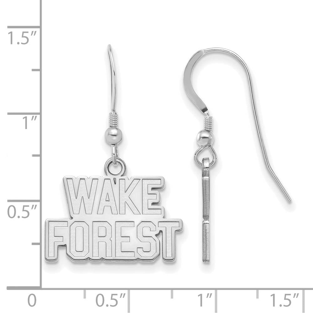 Alternate view of the Sterling Silver Wake Forest University Small Dangle Earrings by The Black Bow Jewelry Co.
