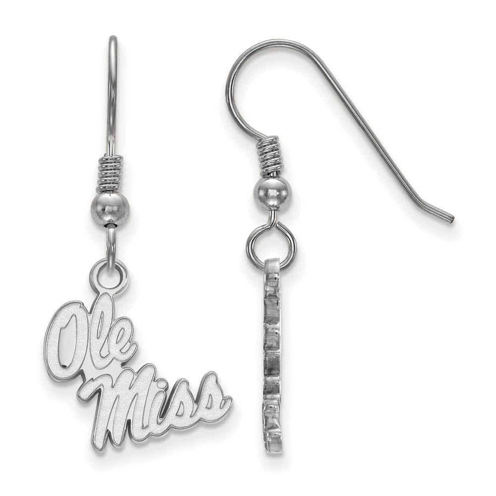 Sterling Silver University of Mississippi Small Dangle Earrings, Item E14192 by The Black Bow Jewelry Co.