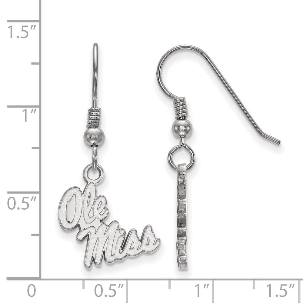 Alternate view of the Sterling Silver University of Mississippi Small Dangle Earrings by The Black Bow Jewelry Co.