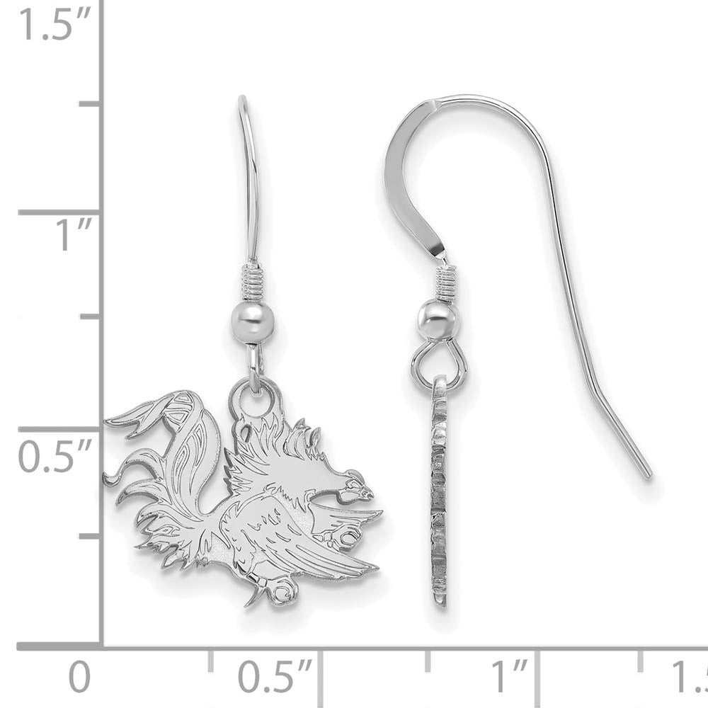 Alternate view of the Sterling Silver U of South Carolina Small Mascot Dangle Earrings by The Black Bow Jewelry Co.