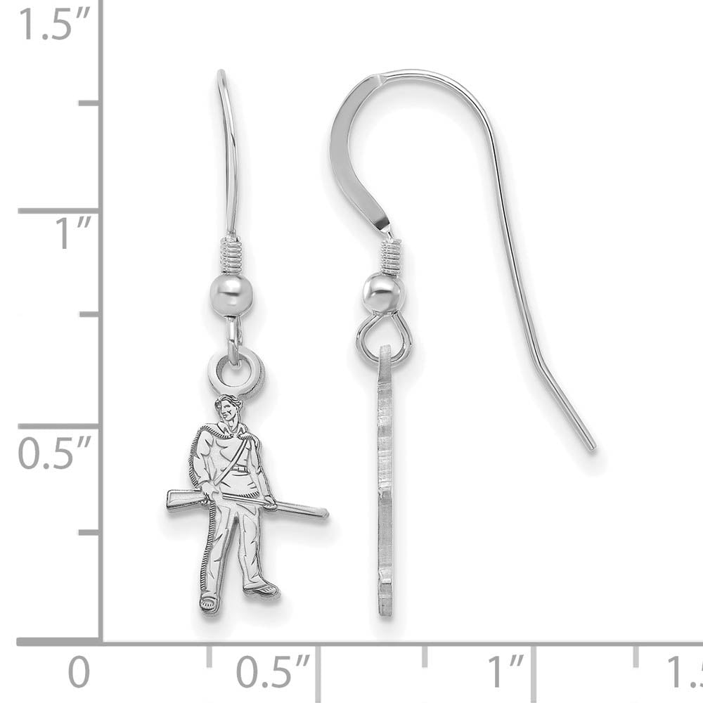 Alternate view of the Sterling Silver West Virginia University Small Dangle Earrings by The Black Bow Jewelry Co.