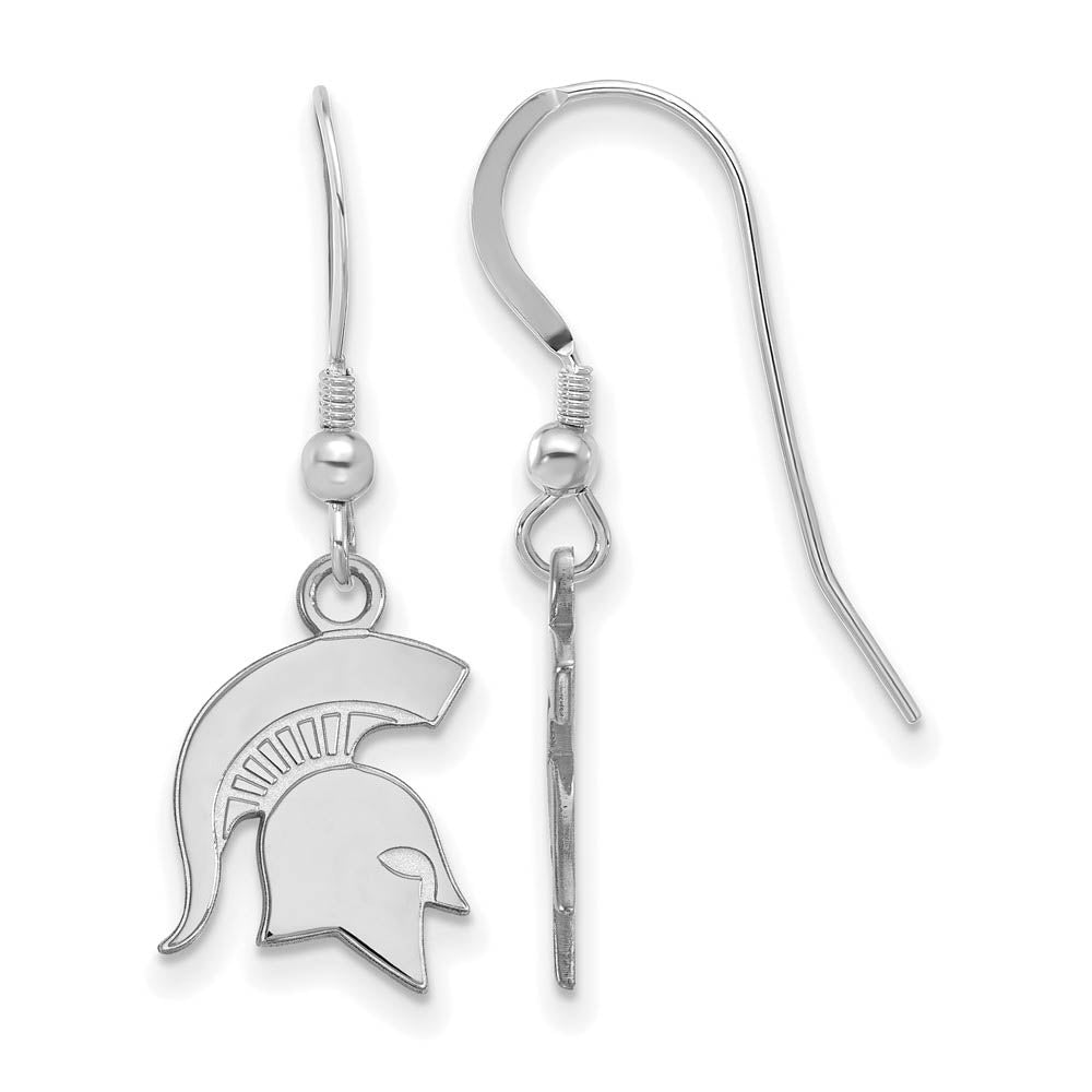 Sterling Silver Michigan State University Small Dangle Earrings, Item E14199 by The Black Bow Jewelry Co.