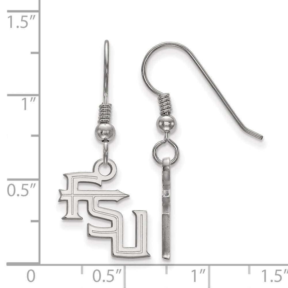 Alternate view of the Sterling Silver Florida State University Small 'FSU' Dangle Earrings by The Black Bow Jewelry Co.