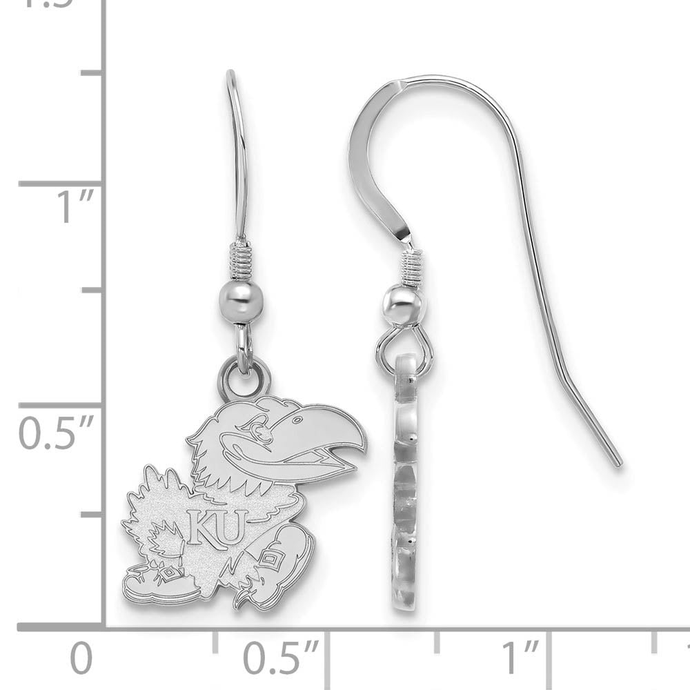 Alternate view of the Sterling Silver University of Kansas Small Dangle Earrings by The Black Bow Jewelry Co.