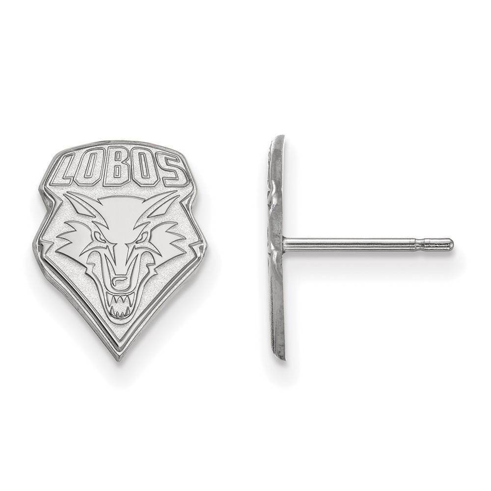 10k White Gold University of New Mexico Small Post Earrings, Item E14258 by The Black Bow Jewelry Co.