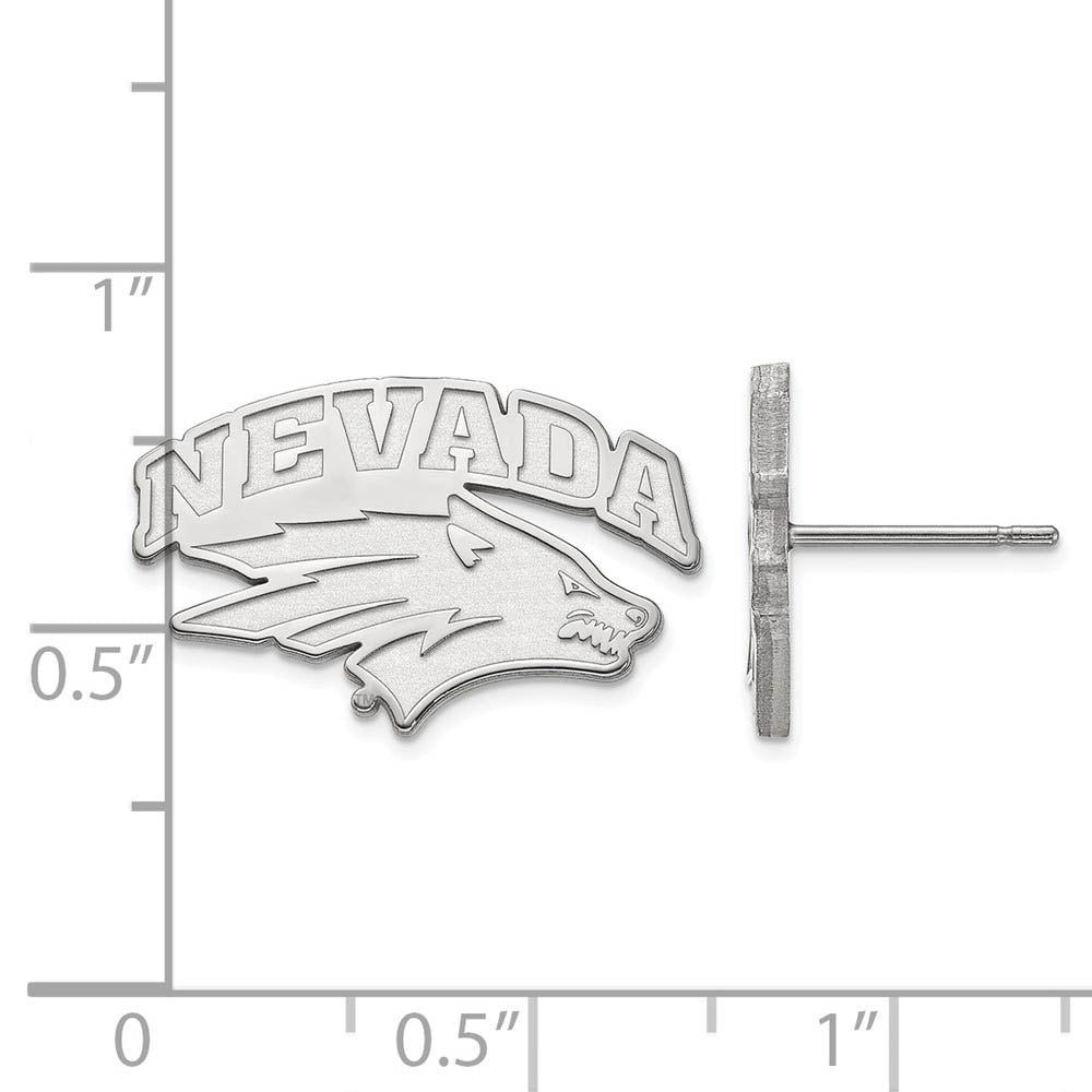 Alternate view of the 10k White Gold University of Nevada Small Post Earrings by The Black Bow Jewelry Co.