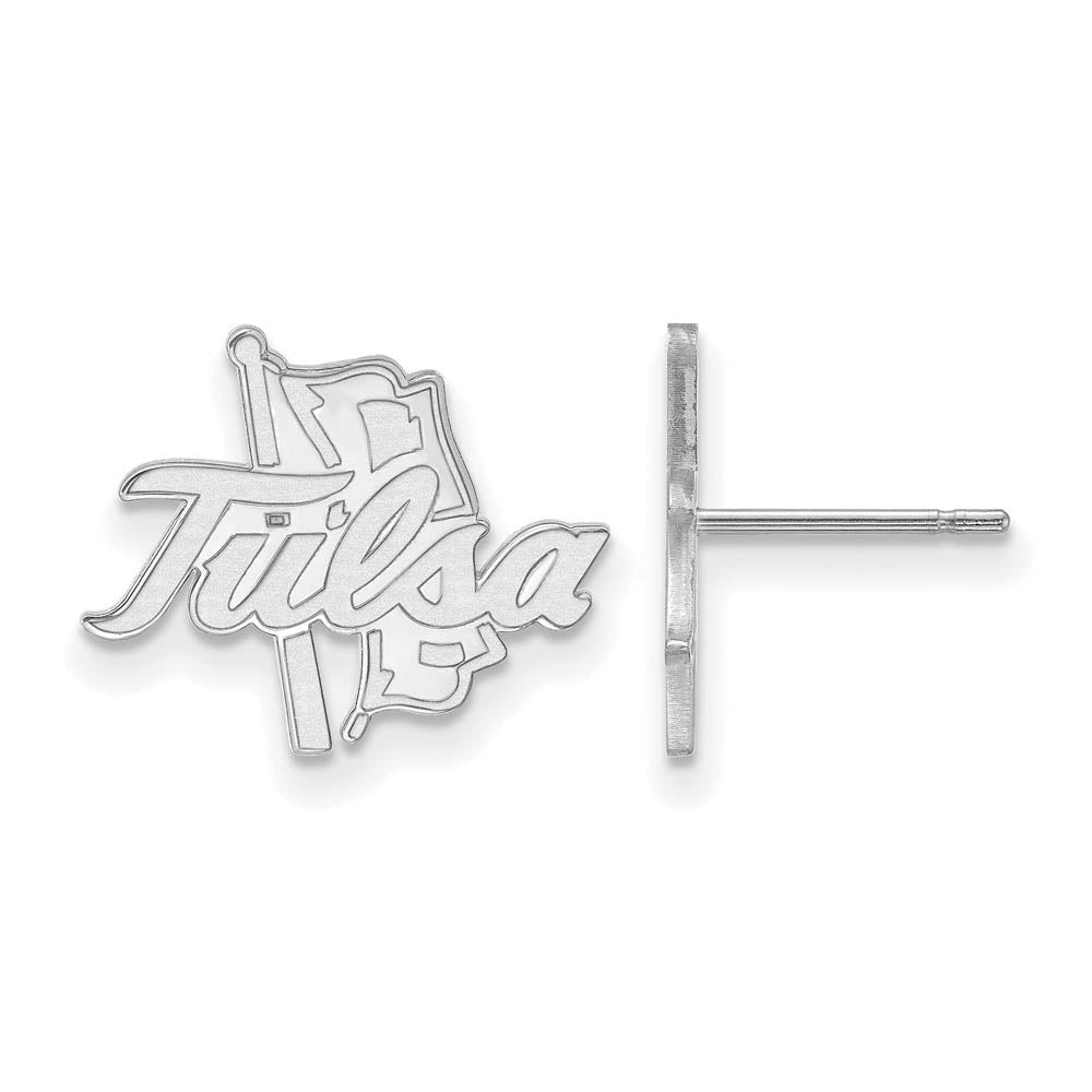10k White Gold The University of Tulsa Small Post Earrings, Item E14264 by The Black Bow Jewelry Co.