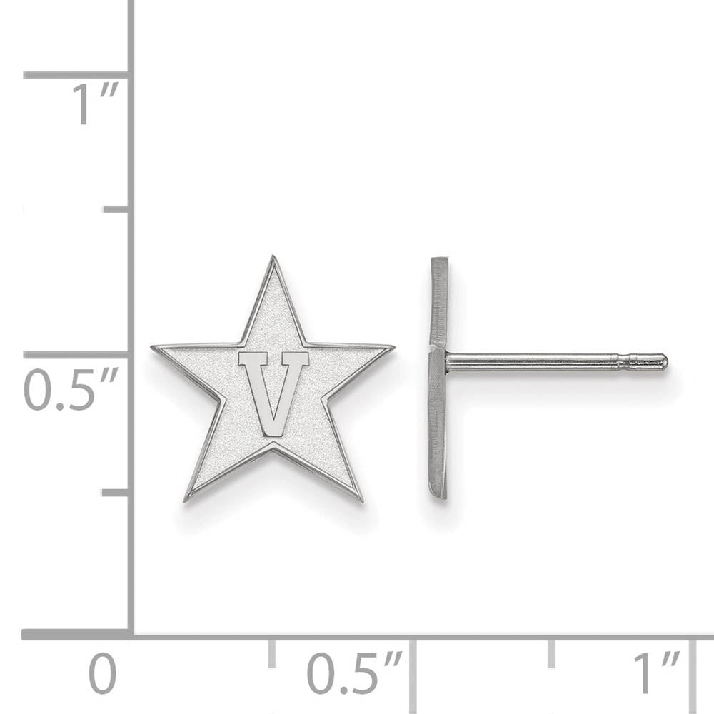 Alternate view of the 10k White Gold Vanderbilt University Small Post Earrings by The Black Bow Jewelry Co.