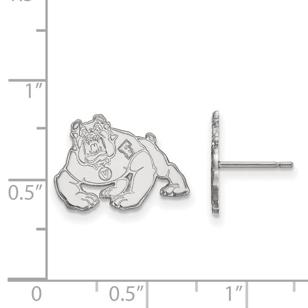 Alternate view of the 10k White Gold California State University Fresno Post Earrings by The Black Bow Jewelry Co.