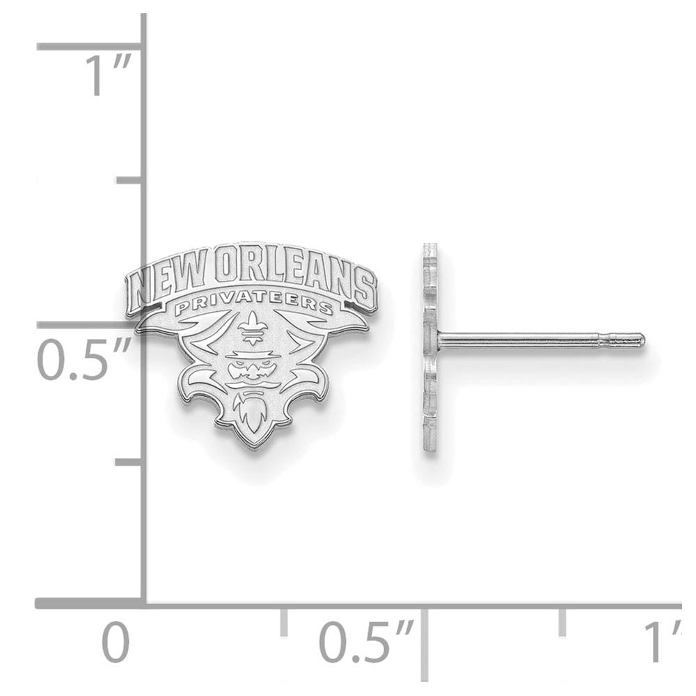 Alternate view of the 10k White Gold Univ. of New Orleans Small Post Earrings by The Black Bow Jewelry Co.