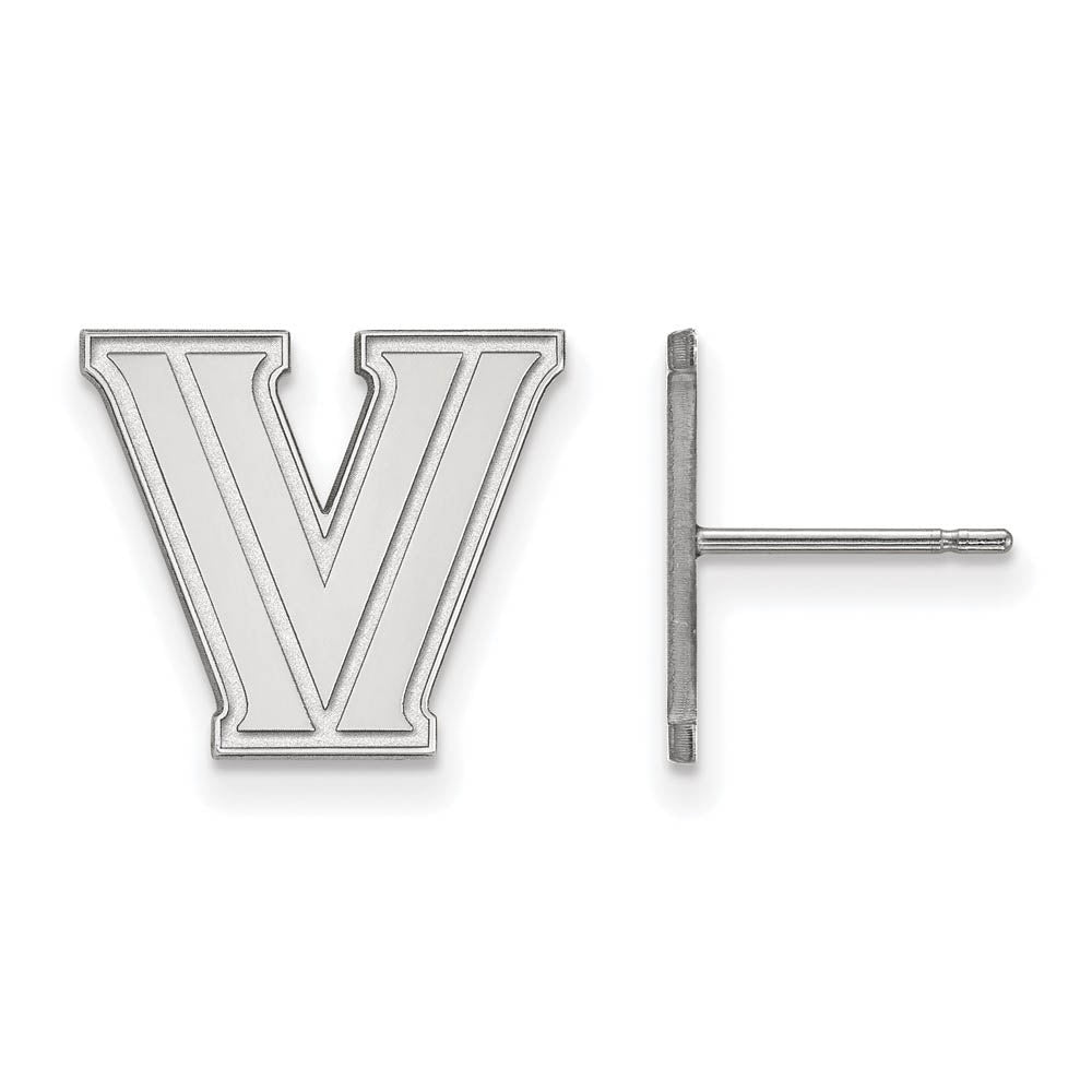 10k White Gold Villanova University Small Initial V Post Earrings, Item E14282 by The Black Bow Jewelry Co.