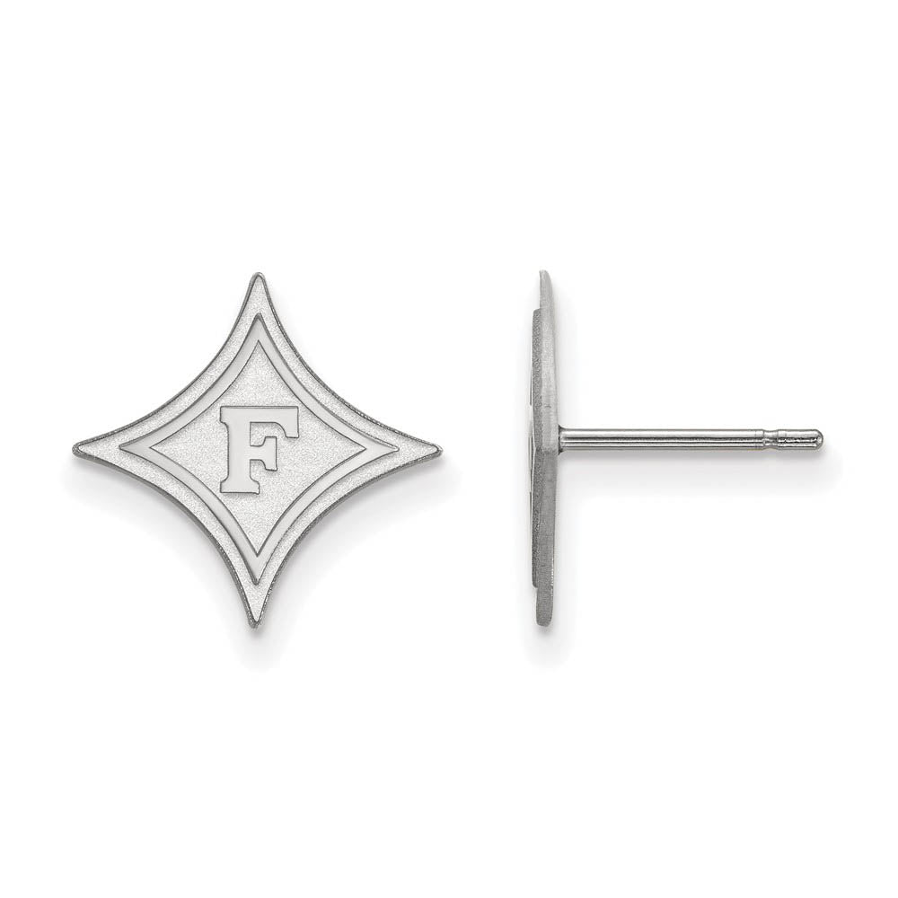10k White Gold Furman University Small Post Earrings, Item E14290 by The Black Bow Jewelry Co.