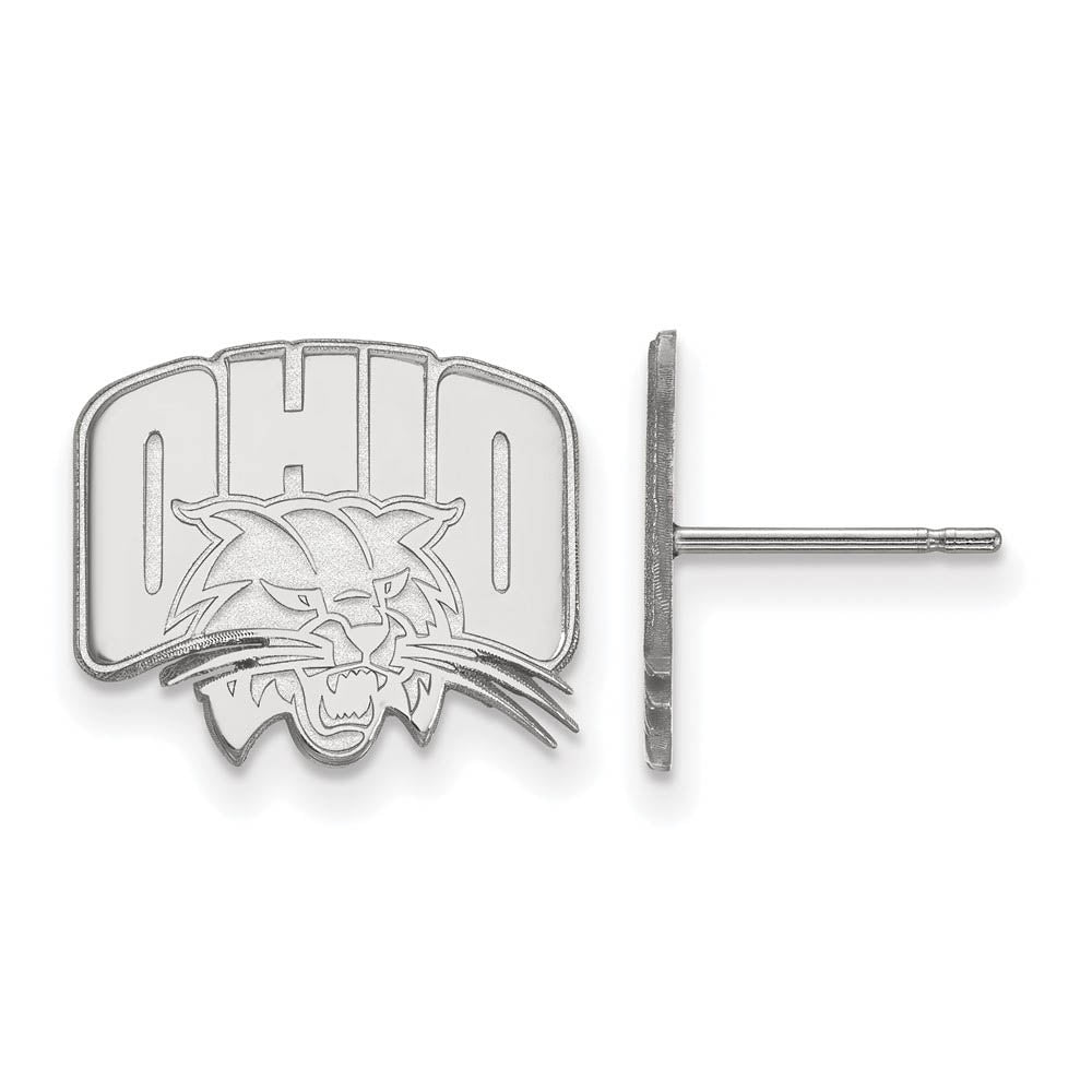 10k White Gold Ohio University Small Post Earrings, Item E14296 by The Black Bow Jewelry Co.