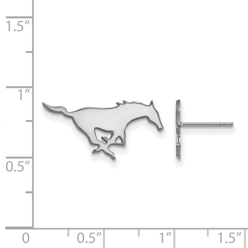 Alternate view of the 10k White Gold Southern Methodist Univ. Small Post Earrings by The Black Bow Jewelry Co.