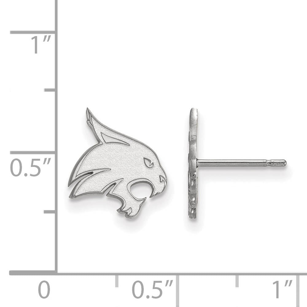 Alternate view of the 10k White Gold Texas State University Small Post Earrings by The Black Bow Jewelry Co.