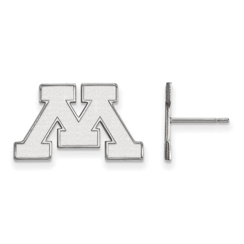 10k White Gold University of Minnesota Small Post Earrings, Item E14312 by The Black Bow Jewelry Co.