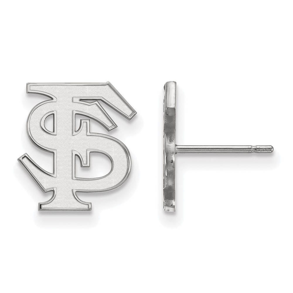 10k White Gold Florida State University Small 'FS' Post Earrings, Item E14327 by The Black Bow Jewelry Co.