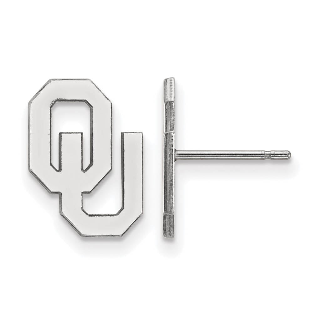 10k White Gold University of Oklahoma Small Post Earrings, Item E14345 by The Black Bow Jewelry Co.